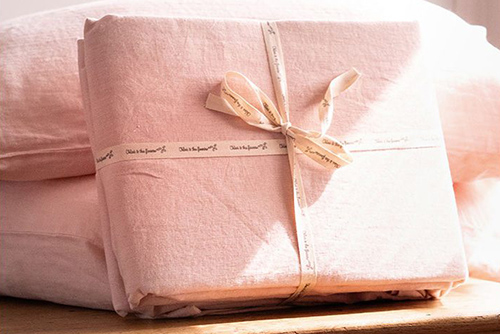 Linge de lit en lin rose